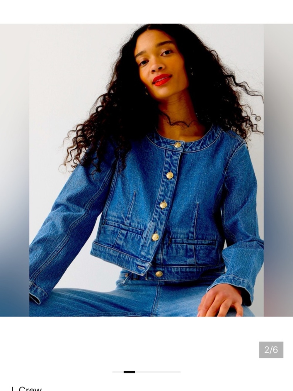 J.Crew Louisa Lady Jacket Denim Gold Button Cropped Size 6